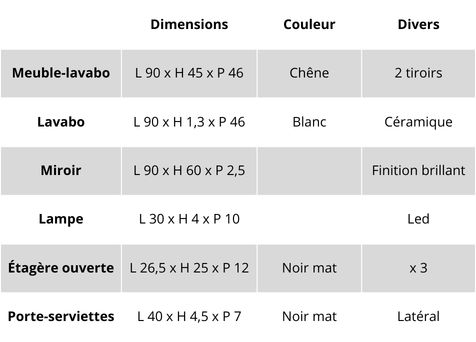 Caractéristiques du meuble de salle de bains suspendu Easy Afrodite 02